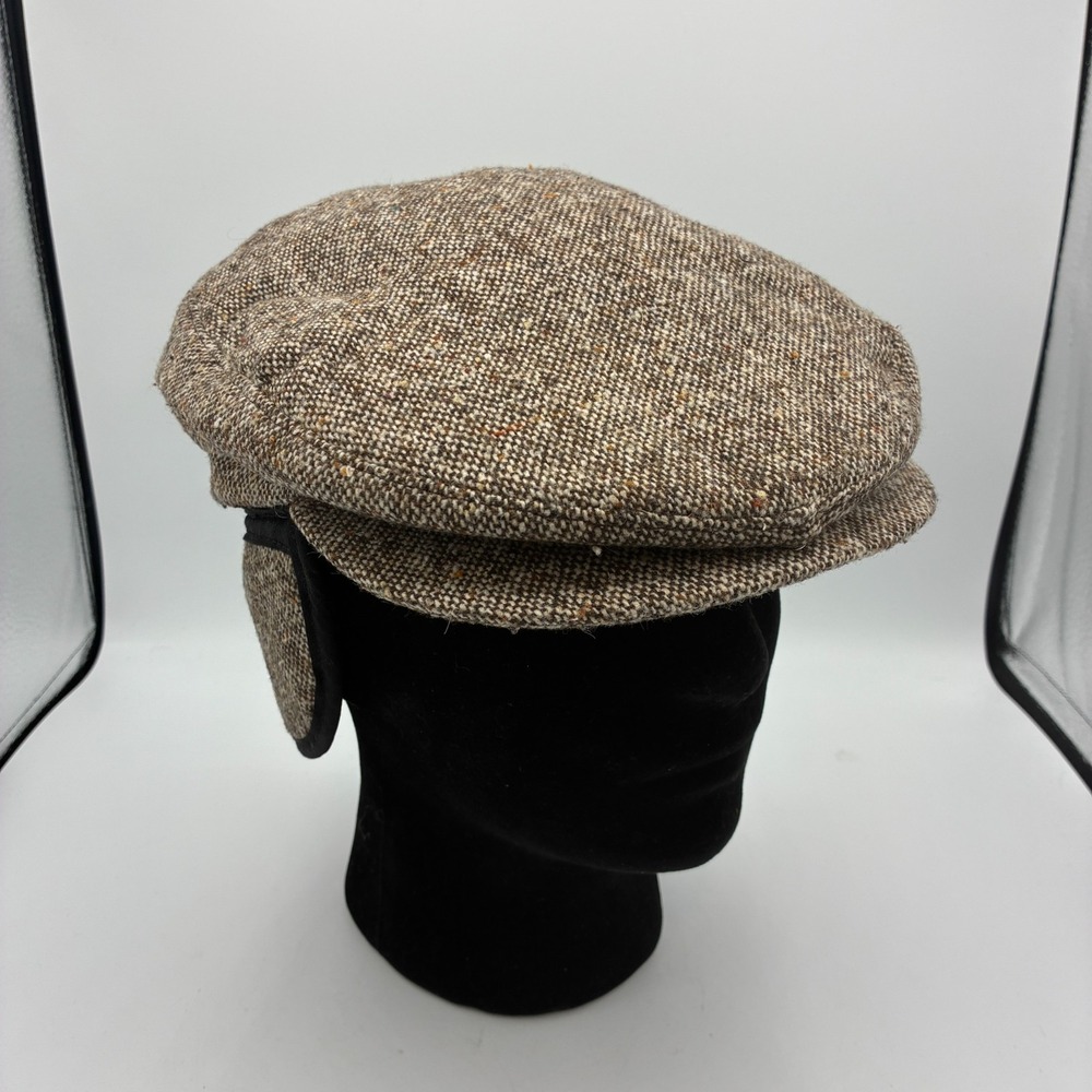 Vintage Tweed Newsboy Cap Ear Flaps Thinsulate Wool USA Medium